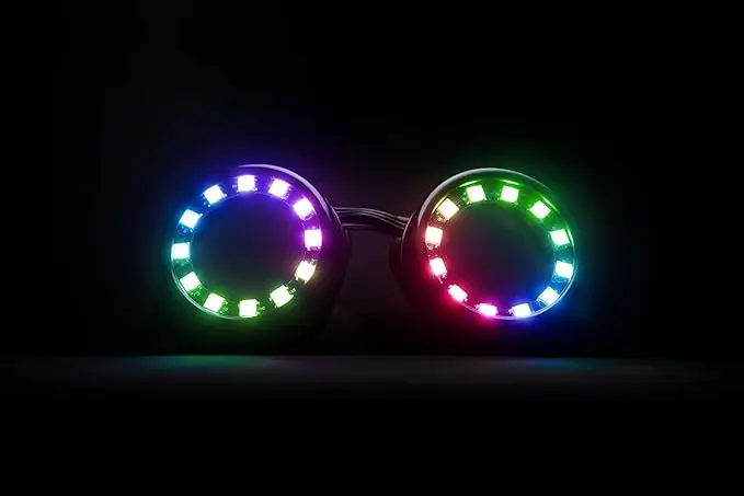 2024 New recharge Led glasses Light up Punk Goggles Rainbow Full Color Spectrum Rave Eye Costume night club Party