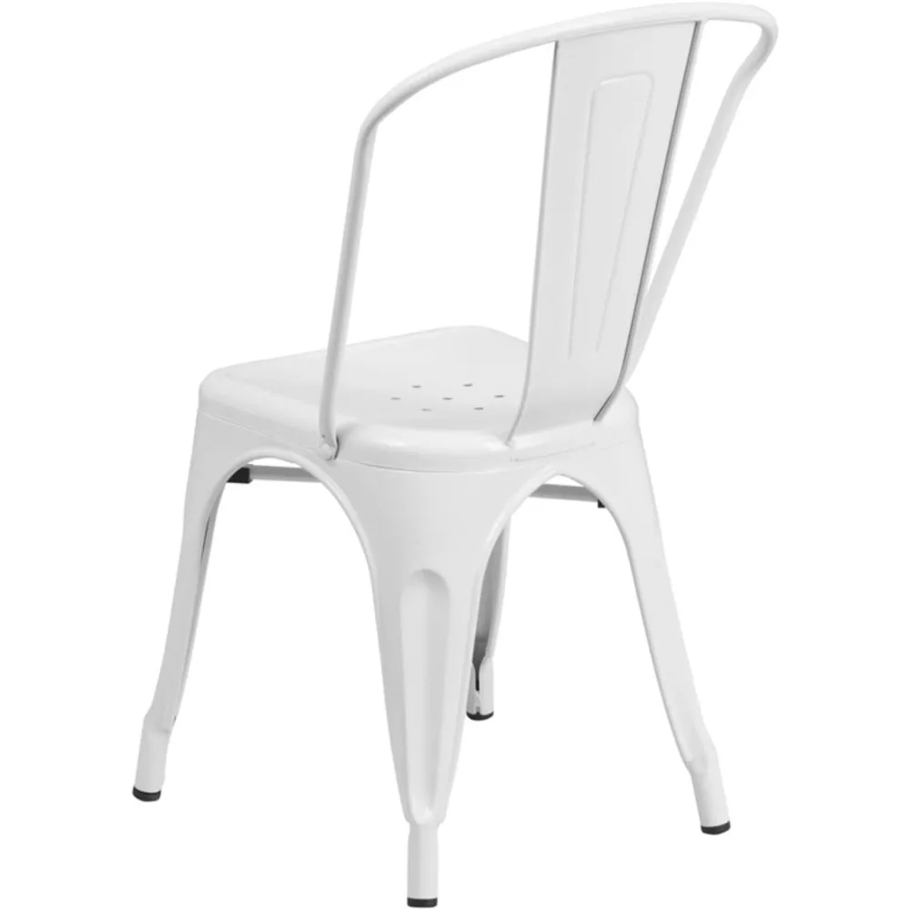 Perry Commercial Grade White Metal Indoor-Outdoor Stackable Chair