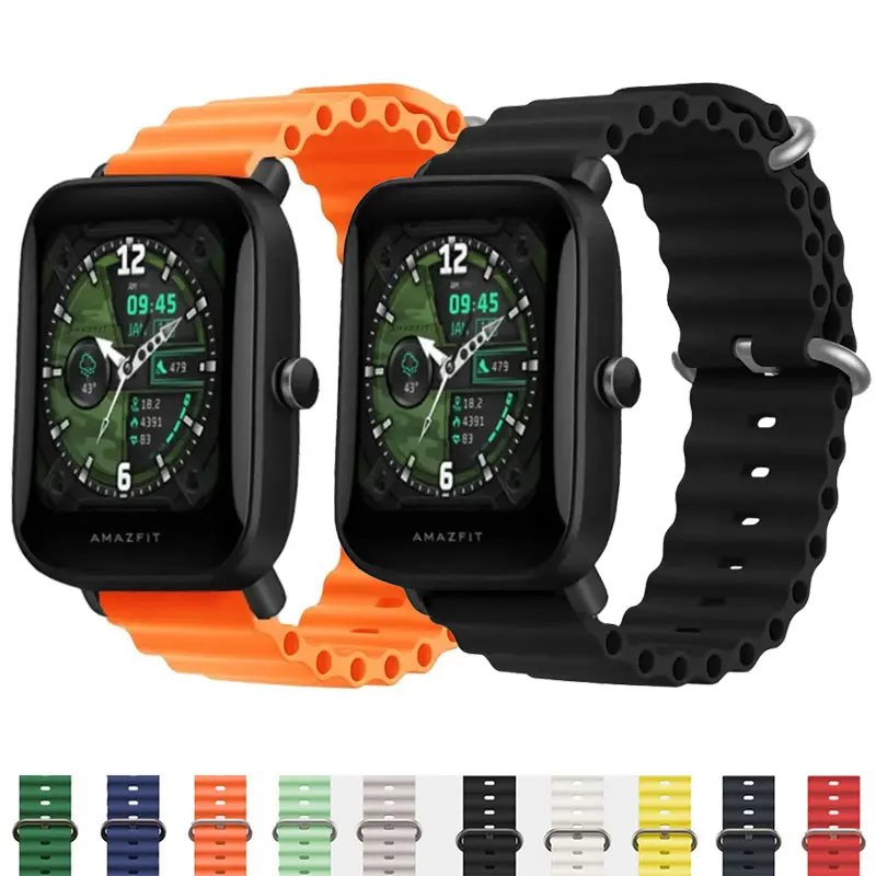 Ocean Silicone band For Amazfit GTS 4/2/2e Mini/3/GTR 4/3 Pro 42mm/47mm/GTR 4/3/2 stratos Watch Bracelet Amazfit Bip GTS 3 strap