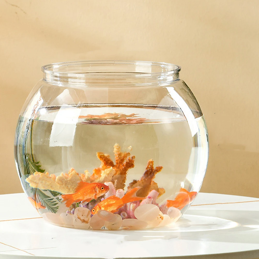 

2pcs Desktop Fish Tank Transparent Small Globe Bowls Office Keeper Plastic Aquarium Home Decor Ornament Modern Style