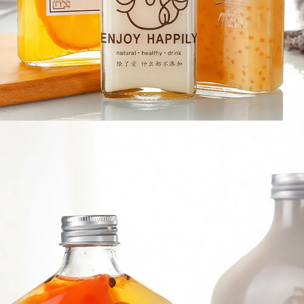 Versatile Glass Container For Home Brewing Coffee Milk Beverage Storage Flat Design Creative Portable Drink Jar