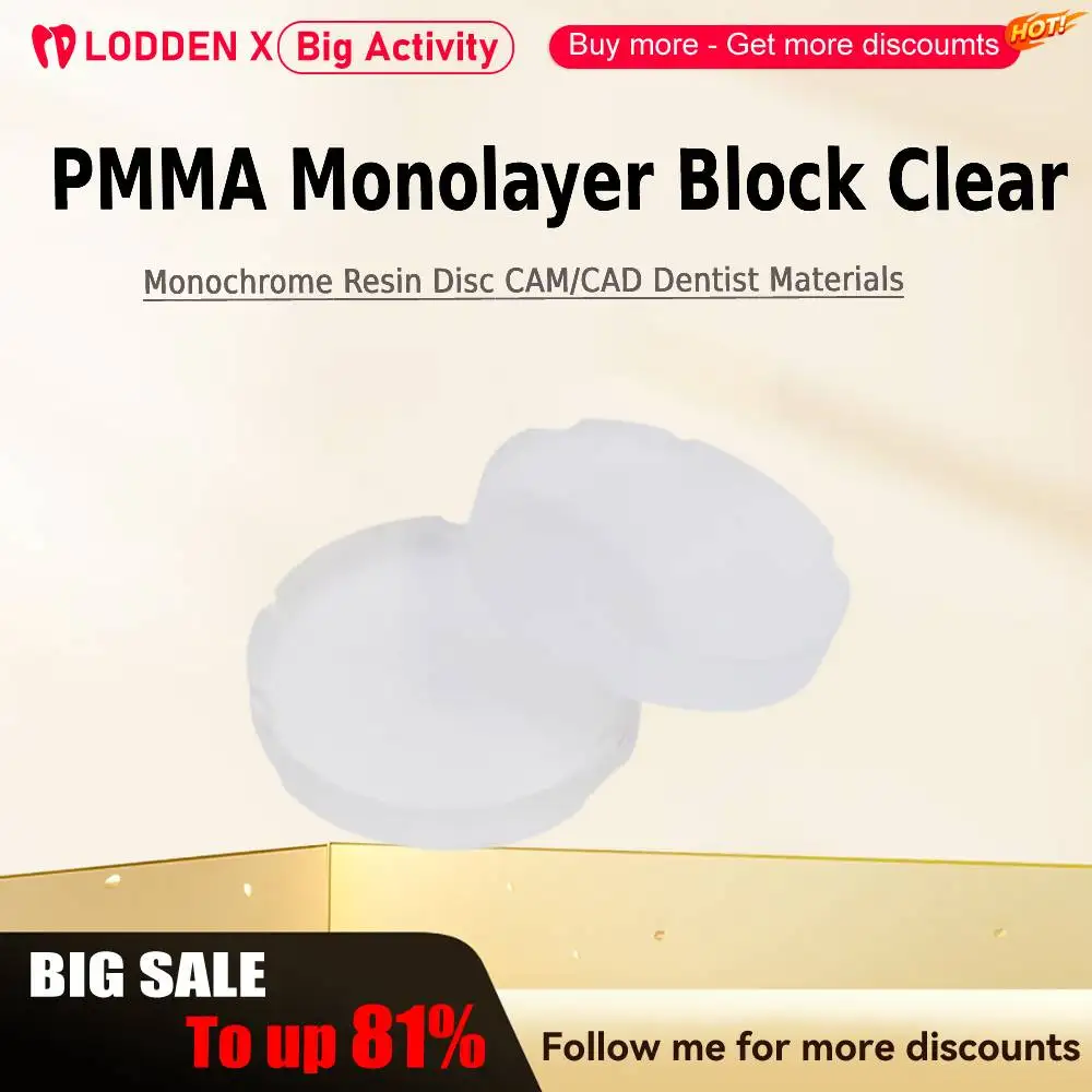 Dental PMMA Monolayer Clear Resin Disc CAM CAD Block Dental Lab Materials Preshade Monochrome Dentist Materials