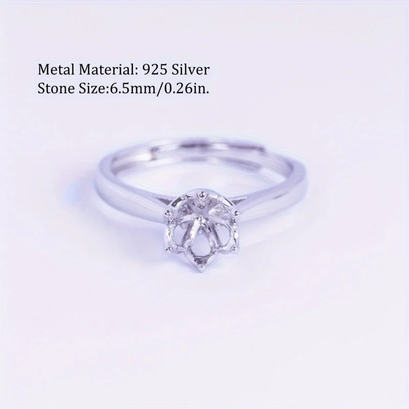 1pc 925 sterling silver 1ct decoration holder lotus flower ring setting, suitable for ring making