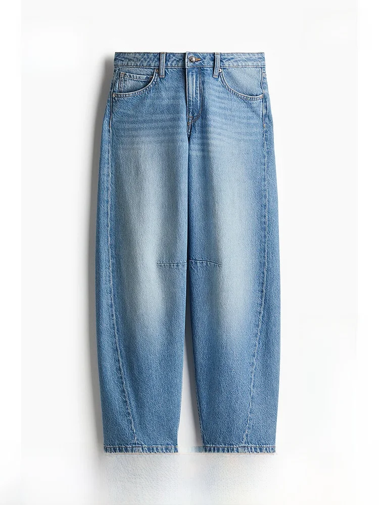 

Casual Fashionable Wide Leg Jeans Women's Summer Loose Fit Jeans HM 1263628 Natural Waist Long Pants Cotton 100%