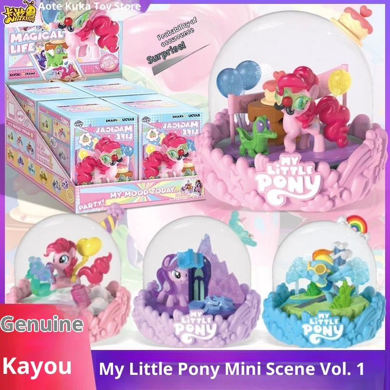 

Original KAYOU My Little Pony Mini Scene Vol.1 Magical Home Pinkie Pie Rainbow Dash Decoration Blind Box Rarity Toys Gifts