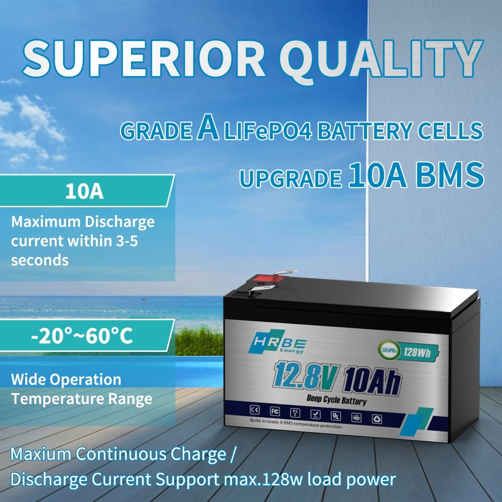 12V 10AH 100AH LiFePO4 Battery Pack Portable 1280wh Energy Power 4000+ Cycle 12.8V 6AH Lithium Battery For Outdoor Camp RV Boat
