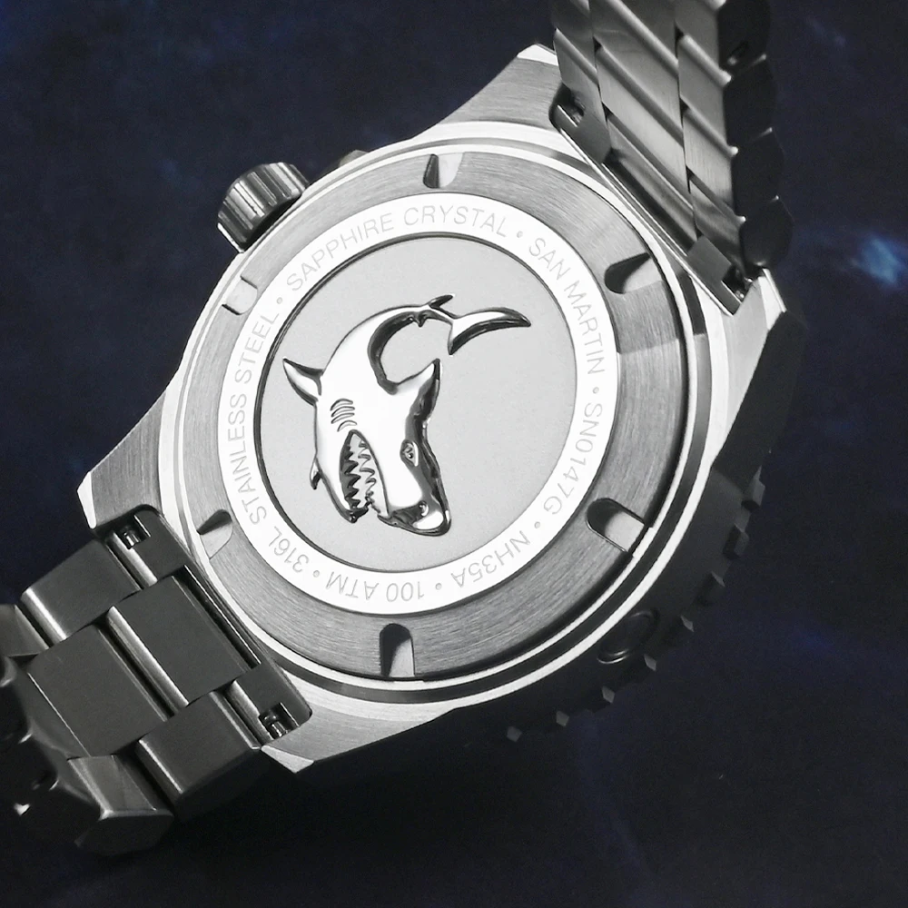 San Martin 1000m Deep Waterproof 43mm Men Diver Watch with Helium Escape Valve NH35 Automatic Mechanical Wave Enamel Dial SN0147 - Image 2