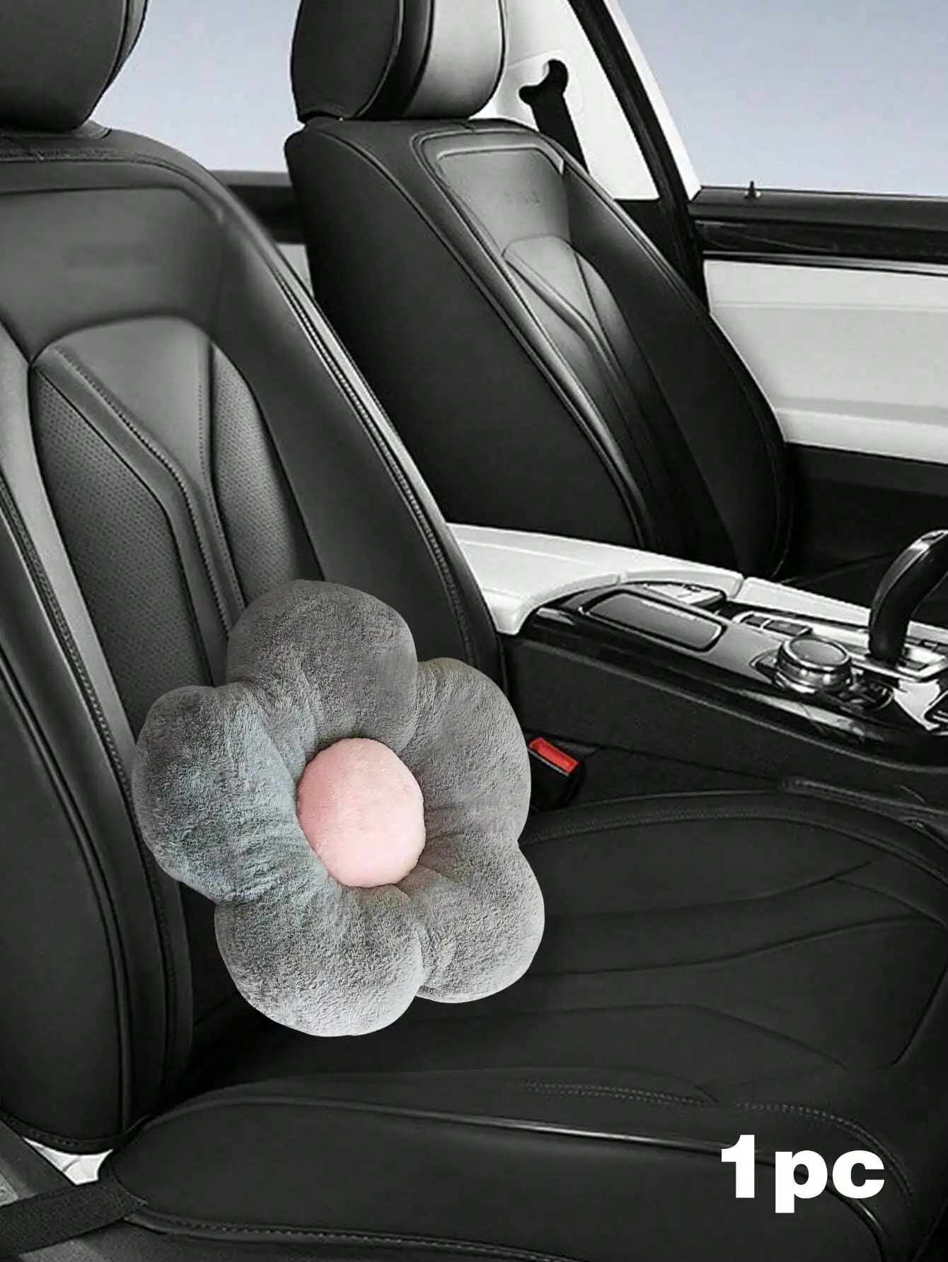 

1pc Gray Car Winter Warm Cushion, Petal Shaped Car Seat Cushion