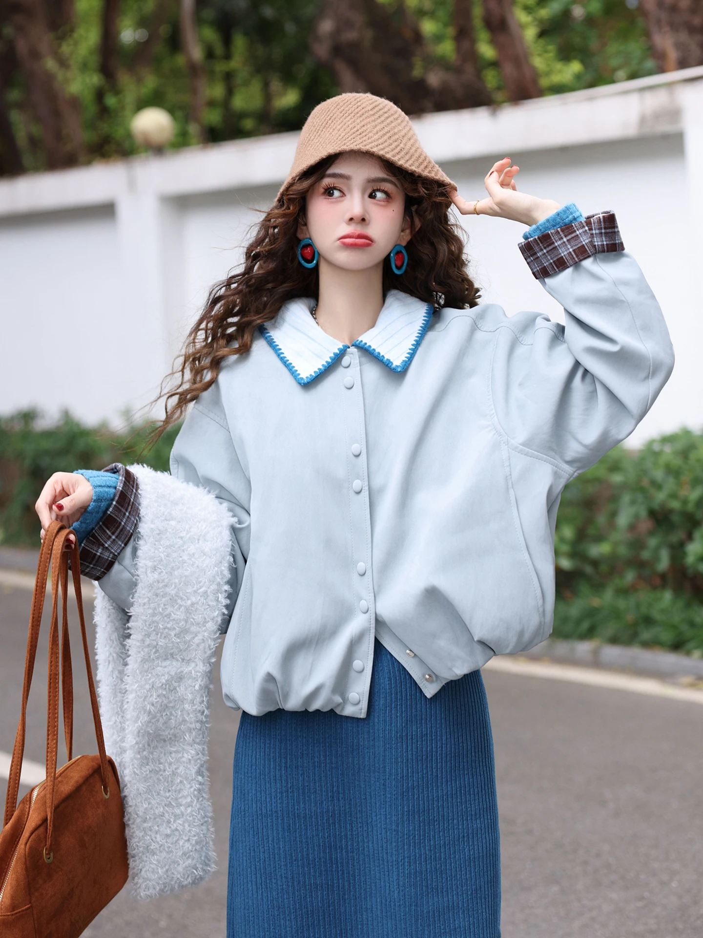 

Blue Thi down Jaet Women's Winter Warm Casual Versatile New Sle Top Chen Jiajie Wind Stop Still Lake Casual Sle Coat