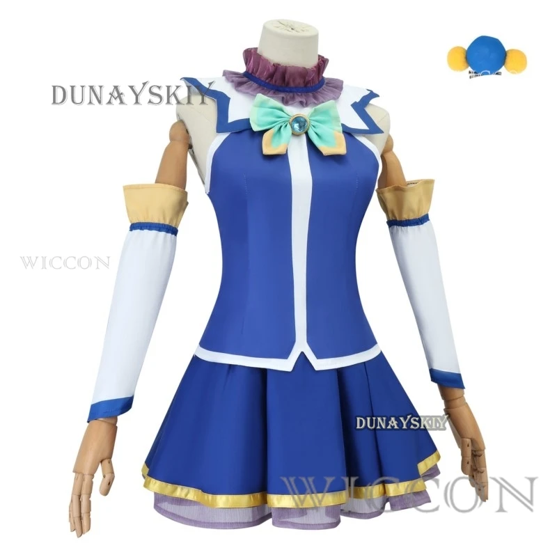 Anime Zegen Op Deze Prachtige Wereld Cosplay Aqua Cosplay Kostuum Uniform Jurk Pruik Set Feest Outfit Voor Vrouwen