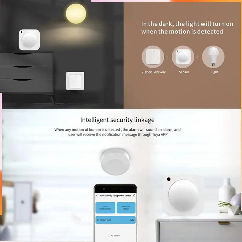 

A92Z Tuya Bluetooth 2 In 1 PIR Motion Sensor Brightness Wireless Infrared Detector Security Burglar Alarm Sensor Smart Life, Dur