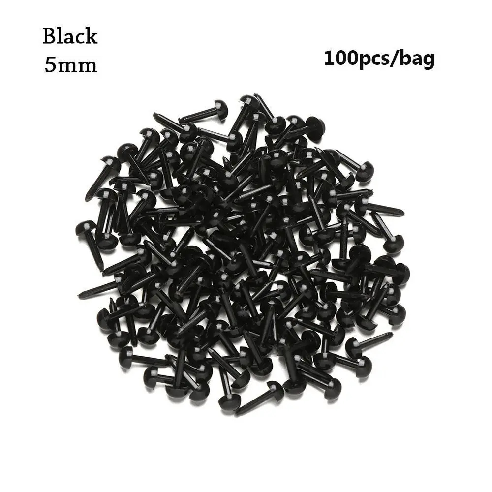 

100Pcs Safety Black Plastic Safety Thread Eyes Plastic Curved Plastic Craft Eyes 3mm/4mm/5mm/6mm Black