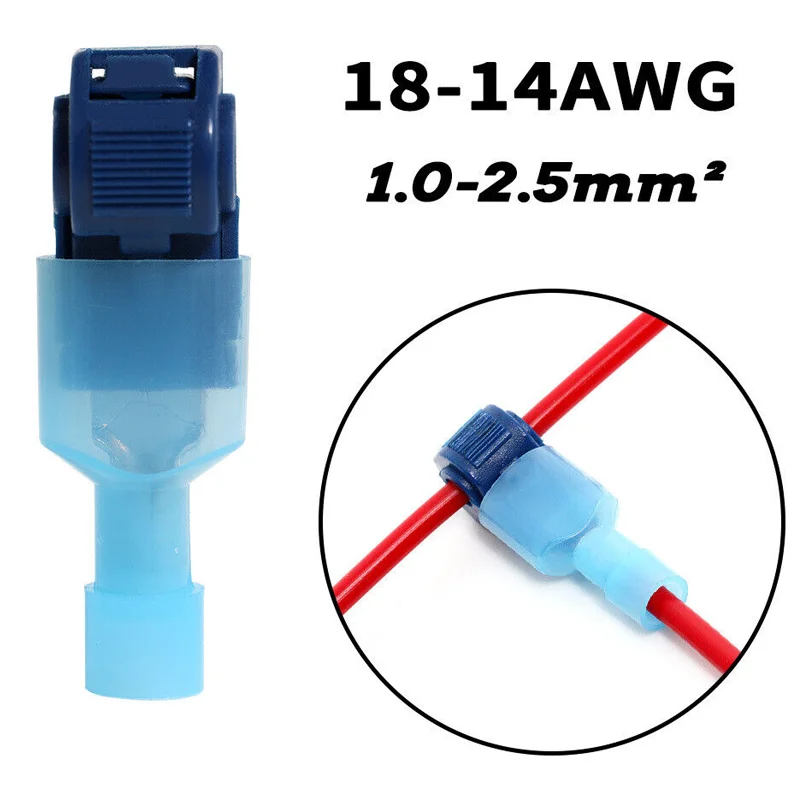 

Blue T-Tap Connector Quick Electrical Cable Connector Snap Splice Lock Wire Terminal Waterproof Crimp Wire Terminal 16-14AWG