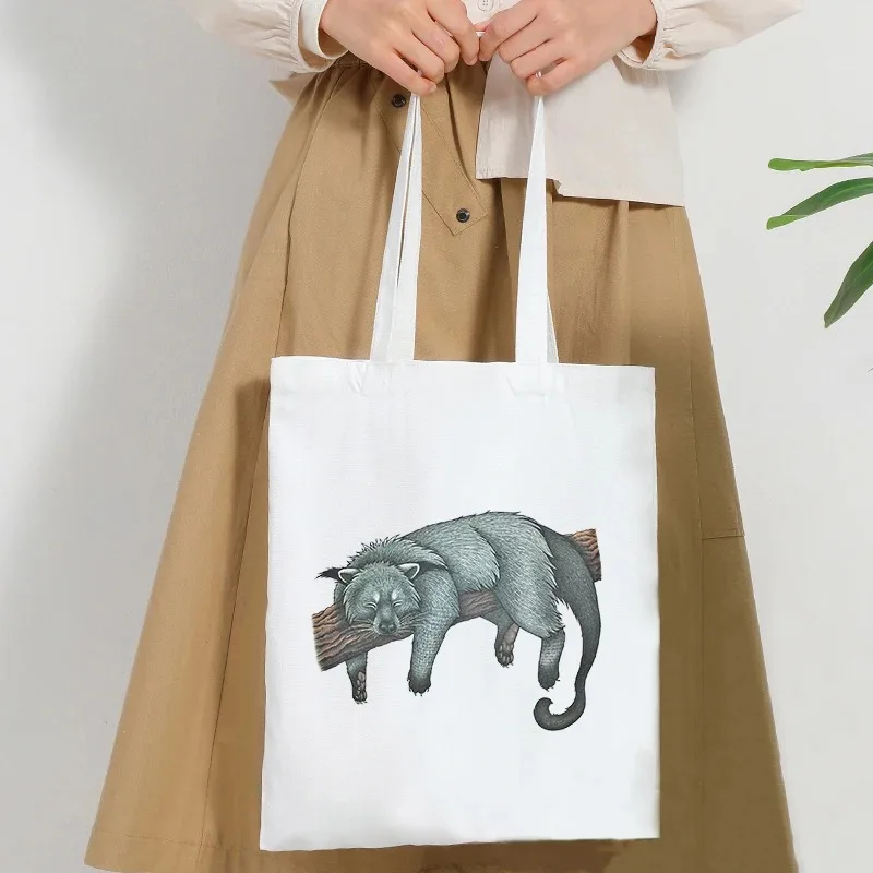 

Sleeping Cat Printed Canvas Tote Bag Eco-Friendly Reusable Shoulder Bag Unique Gift for Cat Lovers & Daily Use