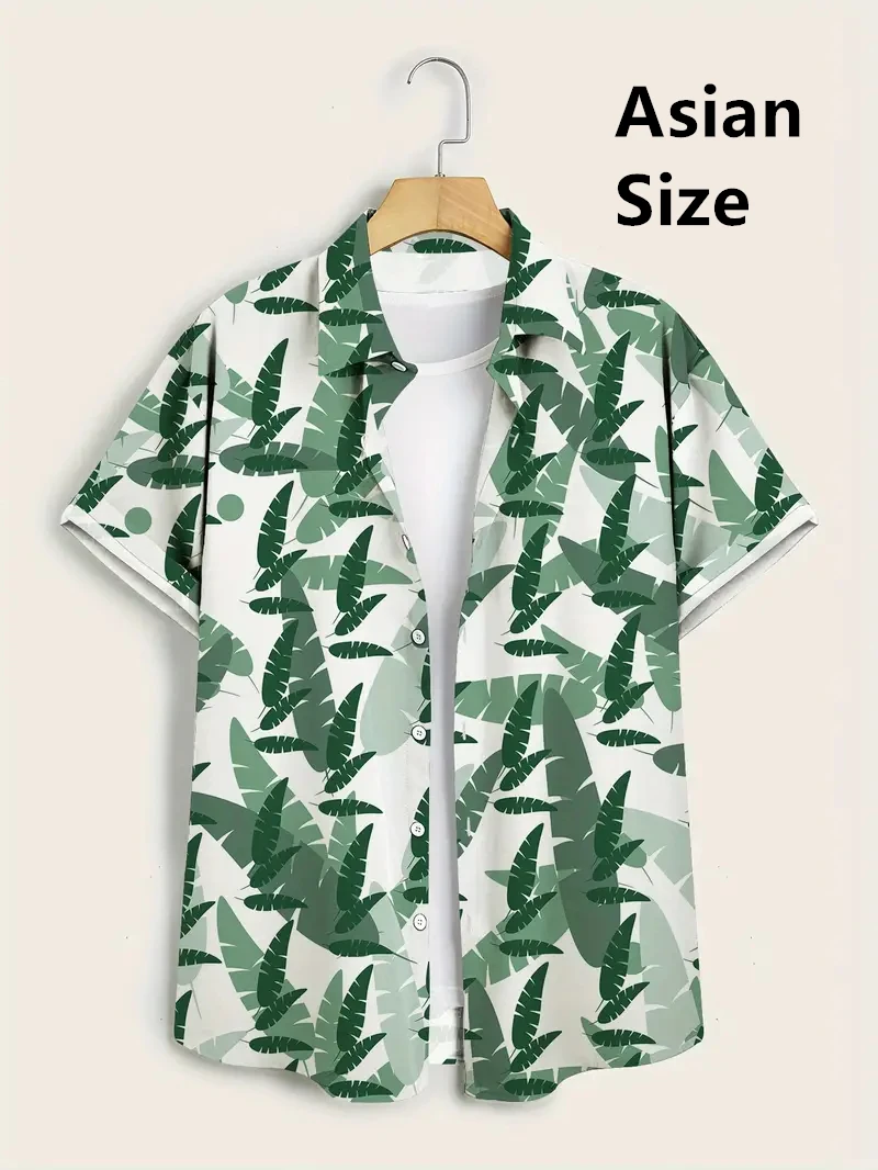Hawaiian Botanical Flower Print Men's And Women's Short Sleeve Lapel Seaside Button-Down Man Shirts Top Casual Fashionable Shirt