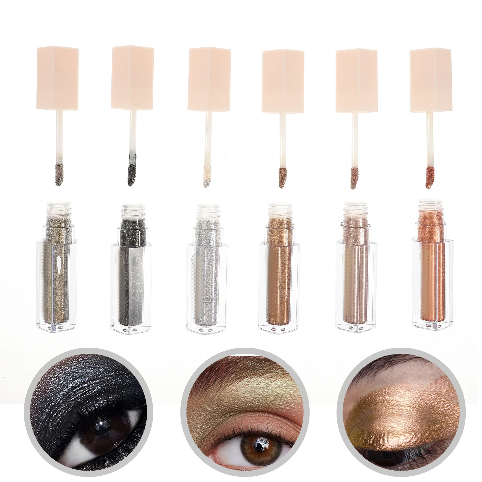 

6Pcs Eyeshadow Set Liquid Glitter Shiny Sparkle Eye Makeup Supplies Lightweight Portable Makeup Tools for Women
