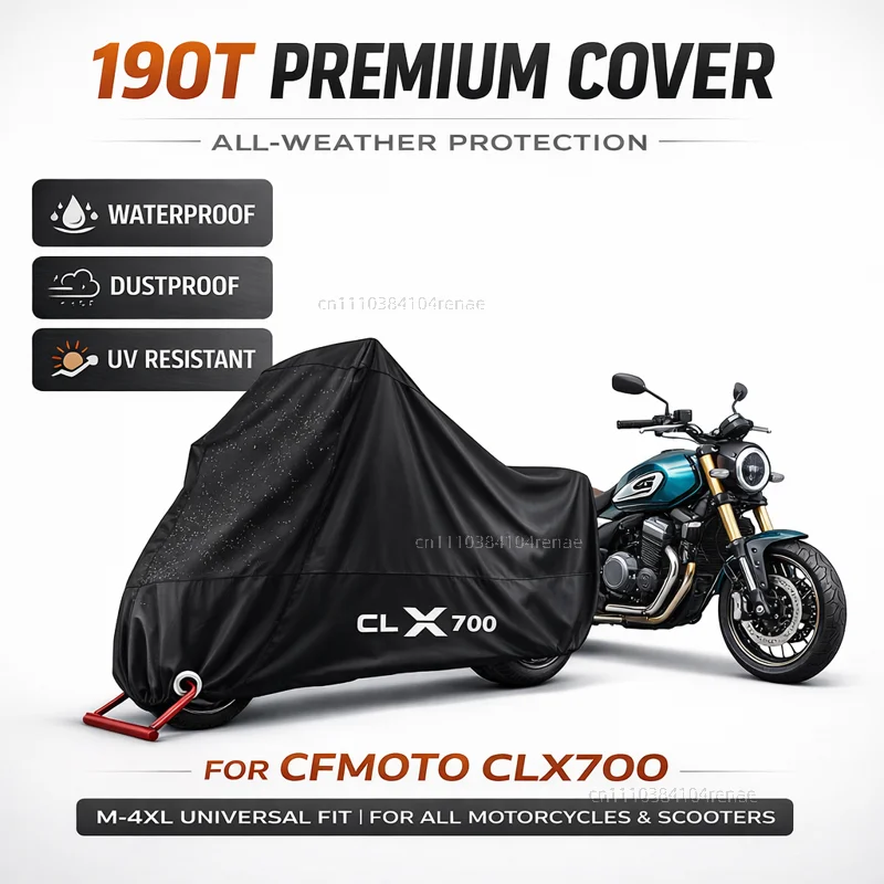 For CFMOTO CLX700 700CLX 700 CLX Sport Heritage 2021-2026 190T Motorcycle Cover Waterproof Dustproof UV Protection All Season