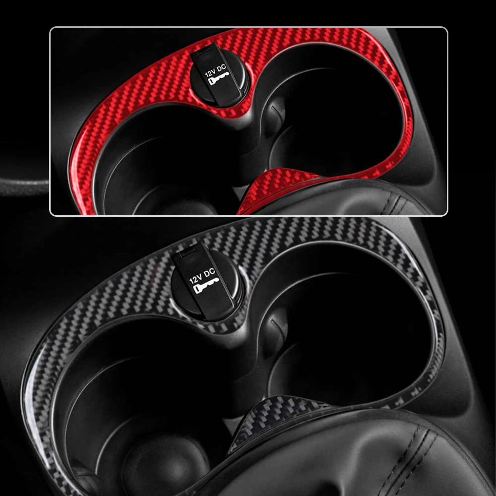 

Carbon Fiber Interior Water Cup Holder Panel Cover Trim Decal Sticker for Fiat 500L 2014 2015 2016 2017