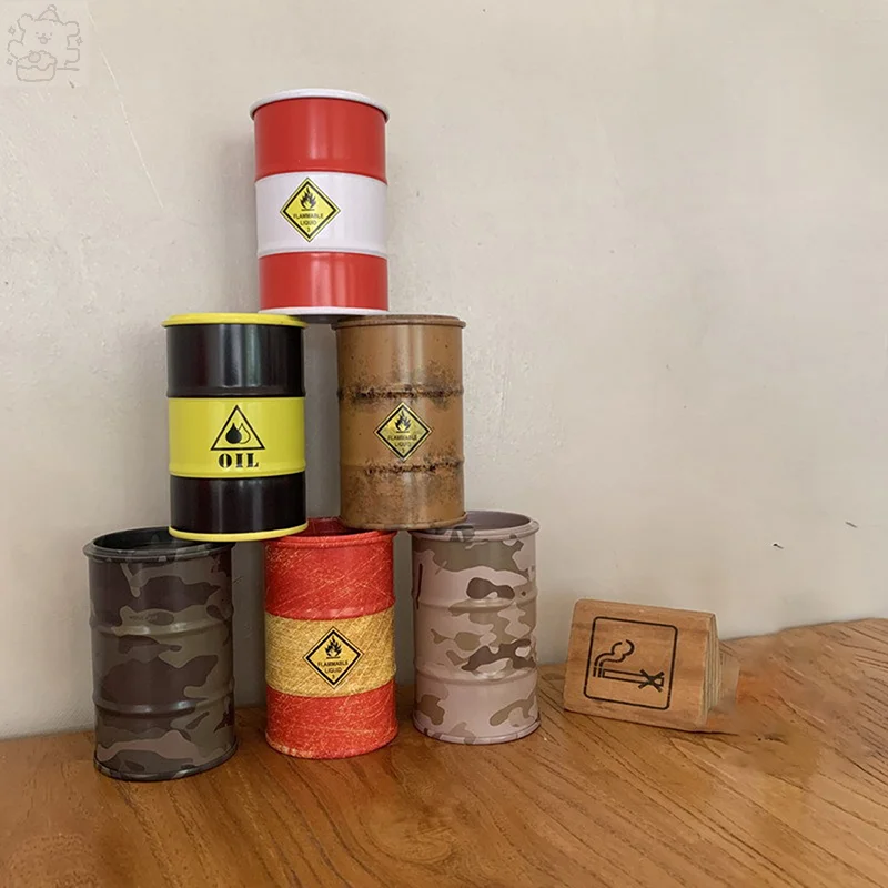 Creative Simulated Mini Metal Fuel Tank Storage Container Desktop Organizer Desk Miniature Decoration Accessories