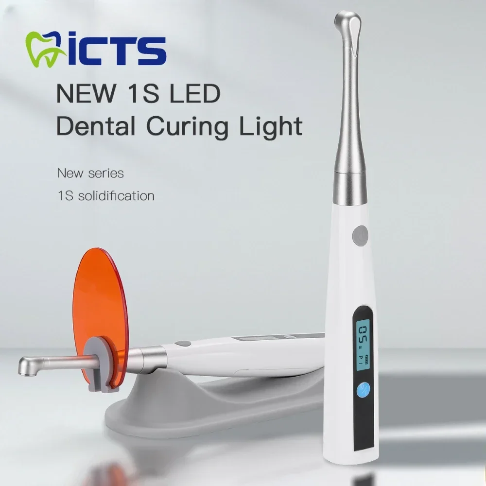 Dental LED Curing Light Lamp 1 Second Cure 2mm Resin Dentist Cordless Cure Lamp Metal Head 3 Modes Adjustable Recumbent Design