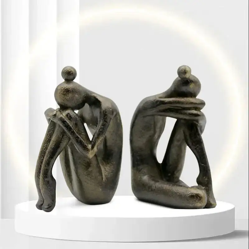 Modern Thinker Girl Statue, Abstract Character Decoration, Library, Book Backrests, Tabletop Ornaments, Character Sculptures