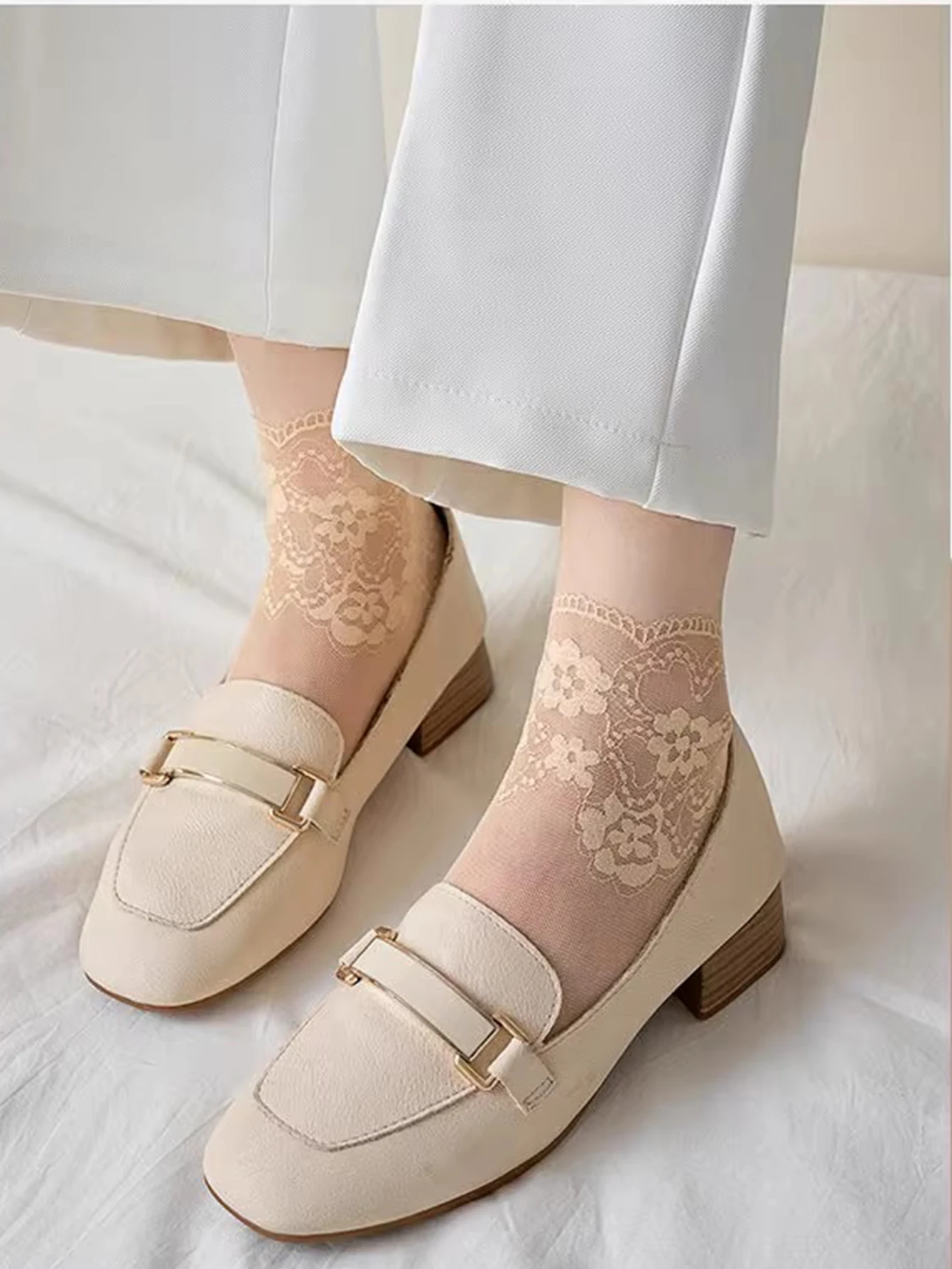 5 Pairs Women'S Boat Socks Summer Thin Hollowed-Out Mesh Permeable See Through Anti Slip Socks
