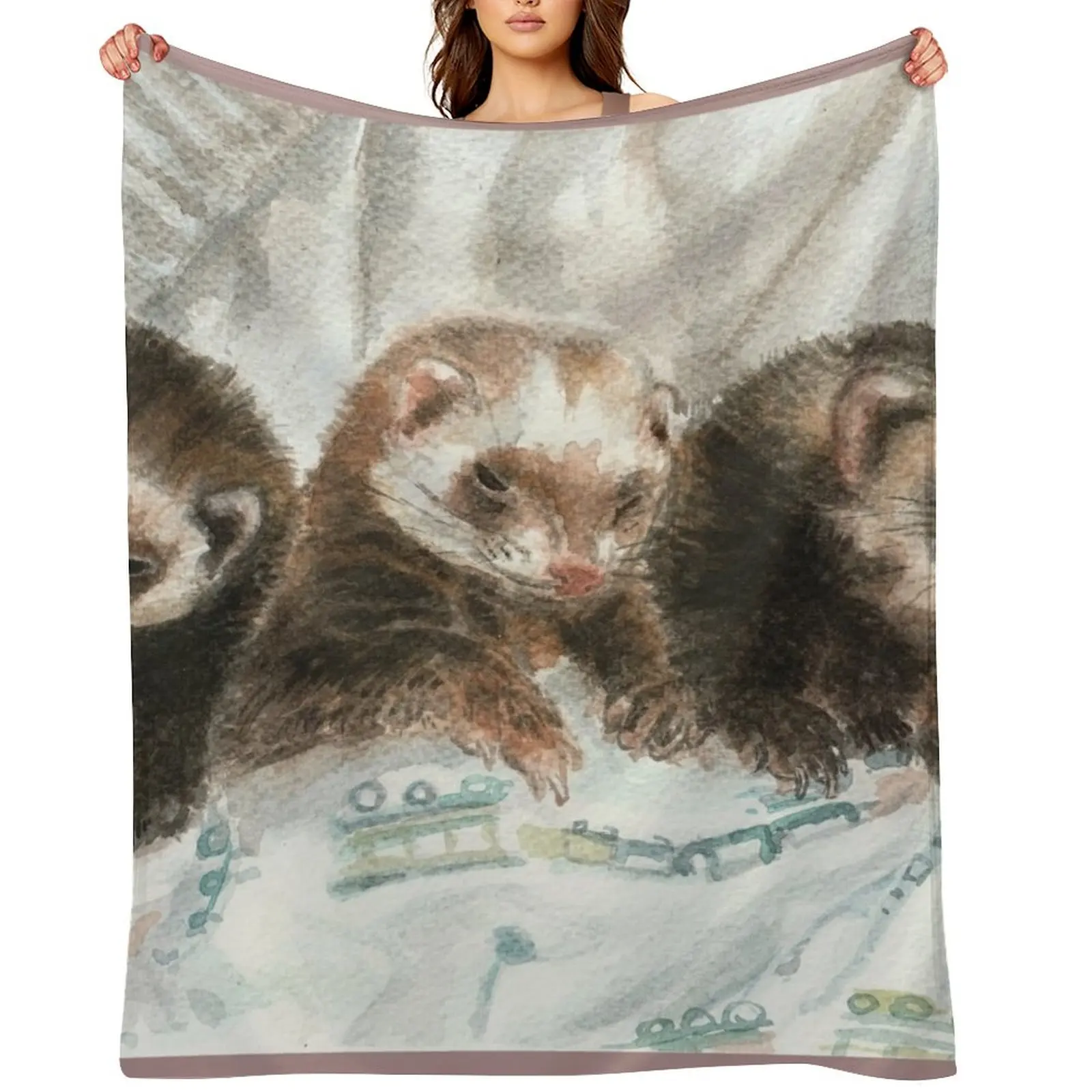 

Lovely ferrets Throw Blanket Warm Kid'S bed plaid Blankets