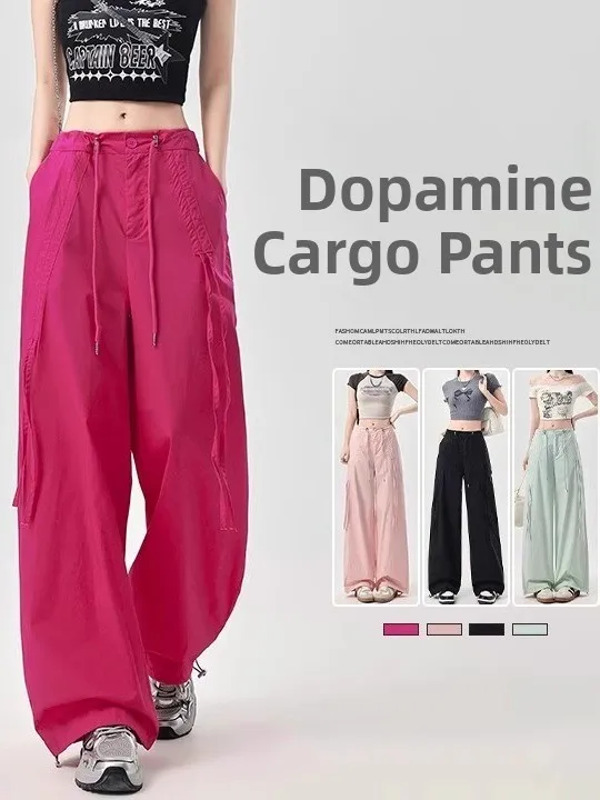 

Hong Kong Pink Workwear Pants Women Summer 2026 New Thin Small Size High Waist Quick Dry Sports Paratrooper Pants Casual Trou...