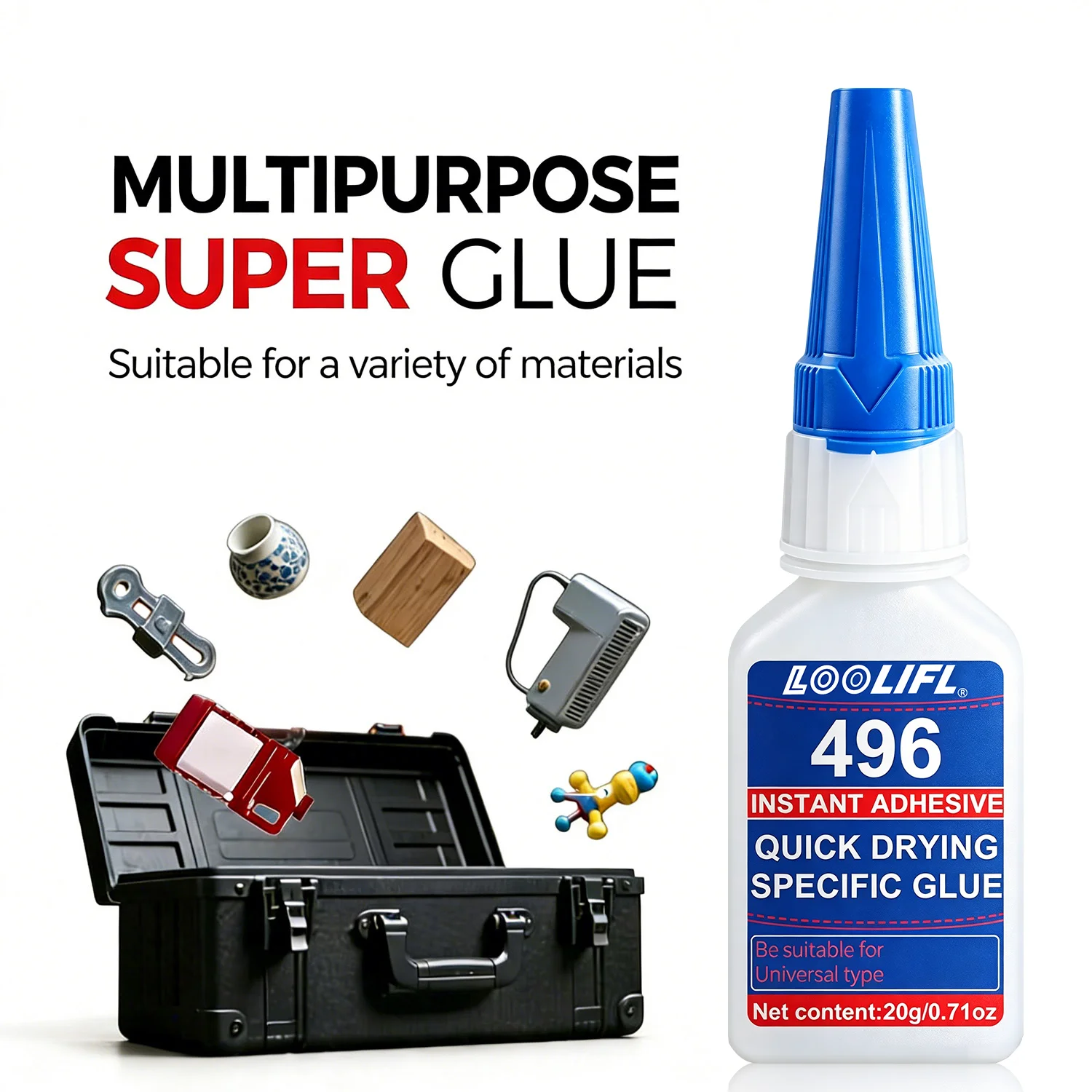 Loolifl Super Glue 20g Heavy-Duty Thick Cyanoacrylate Adhesive with Anti-Clog Cap and Precision Micro-Tip, Suitable for Woodworking, Crafts, 3D Printing, Furniture, Shoe Repair, Ceramics, Glass, and Plastic