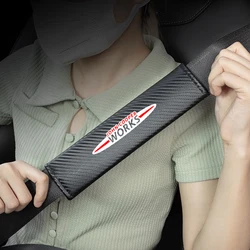 2Pcs Carbon Fiber Car Seatbelt Shoulder Protector Cover Safety Belt Ornament For Mini John Cooper Works R50 R52 R57 R58 R6 F55