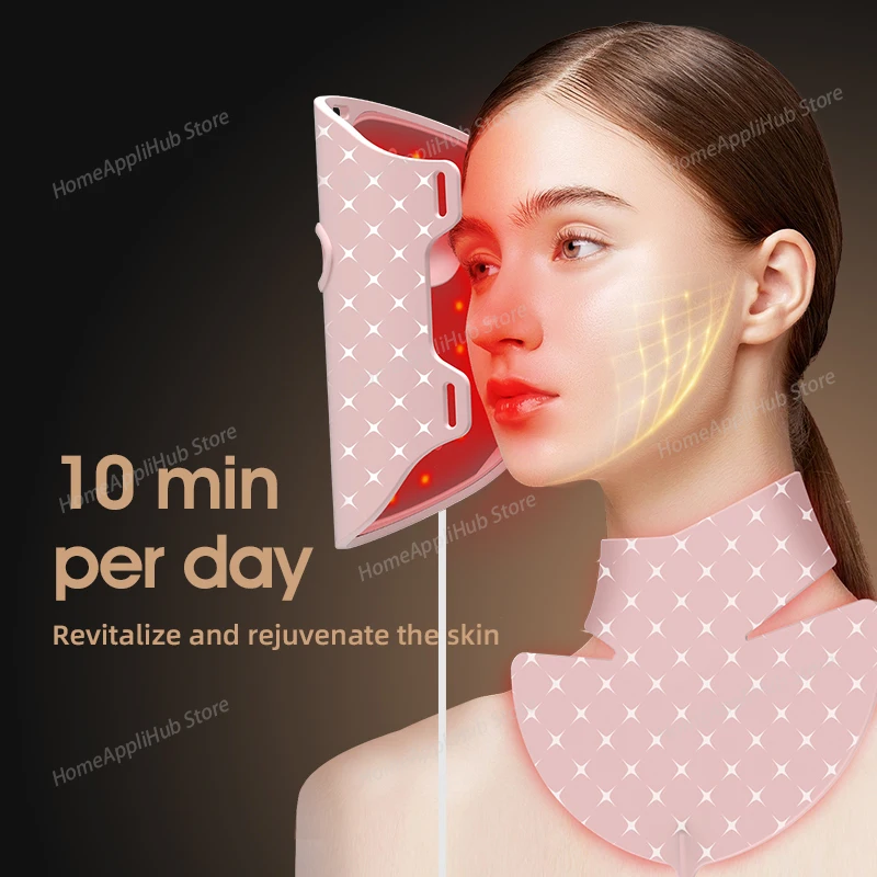 Colored Light Silicone Mask: Facial & Neck Beauty Photon Skin Rejuvenation Device Spectrometer for Skincare facial machine