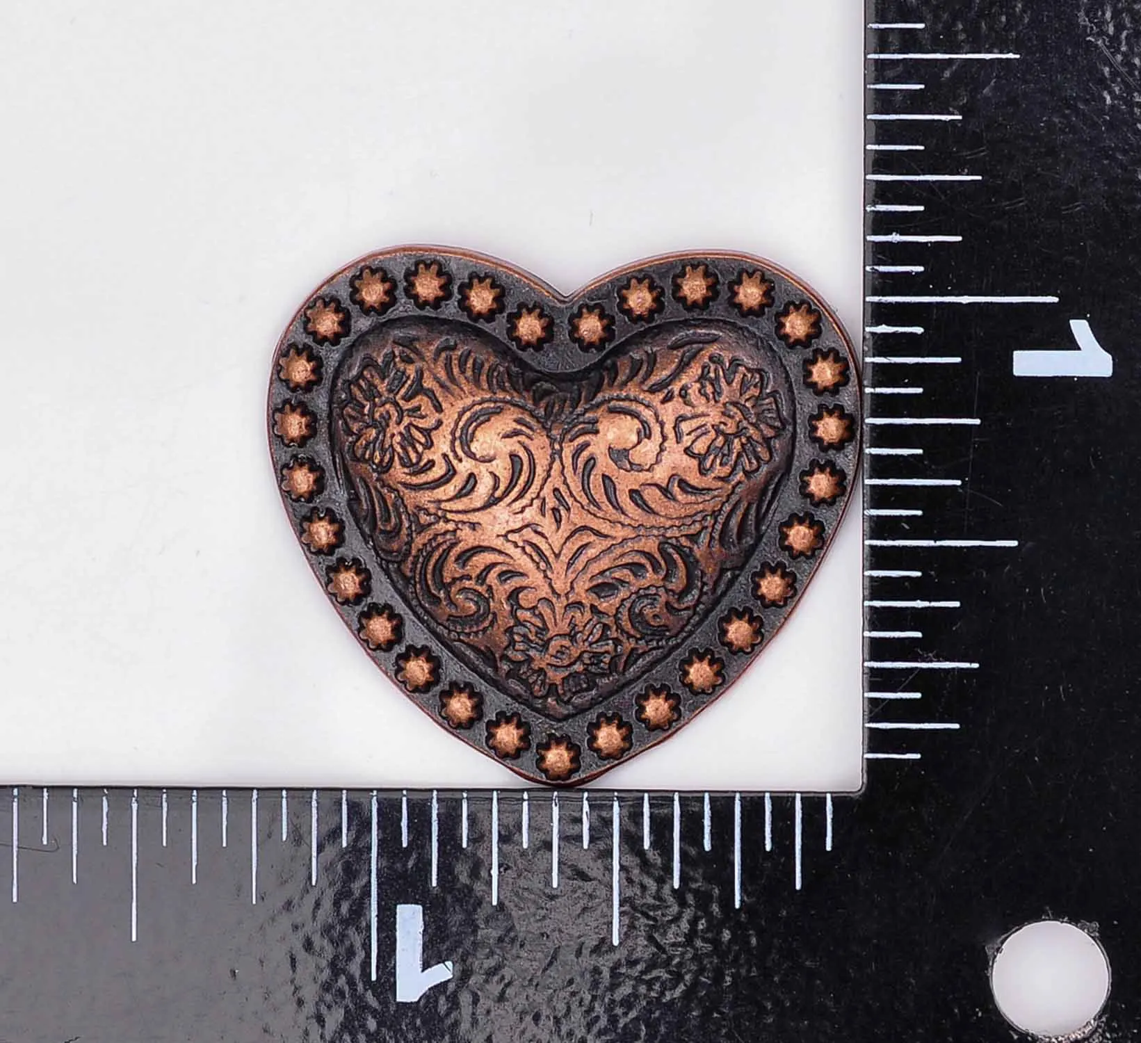 10Pcs Western Headstall Horse Tack Love Heart Antique Copper Floral Berry Saddle Leathercraft Conchos 1-1/8 Inches Screwback