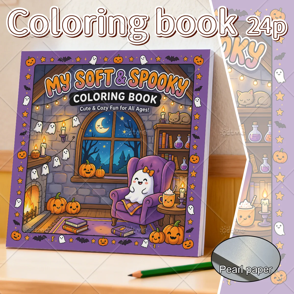 My Soft & Spooky Coloring Book, Large Print Cozy Cute Halloween Ghost Scenes, Stress Relief Relaxing Art Drawing Book for Adults