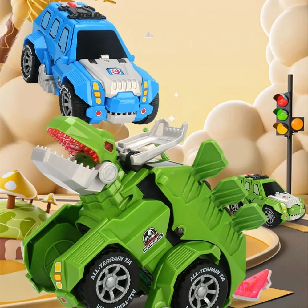 

Plastic Dinosaur Deformation Car Toys Light Simulation Automatic Transform Robot Model with Sound 2 in 1