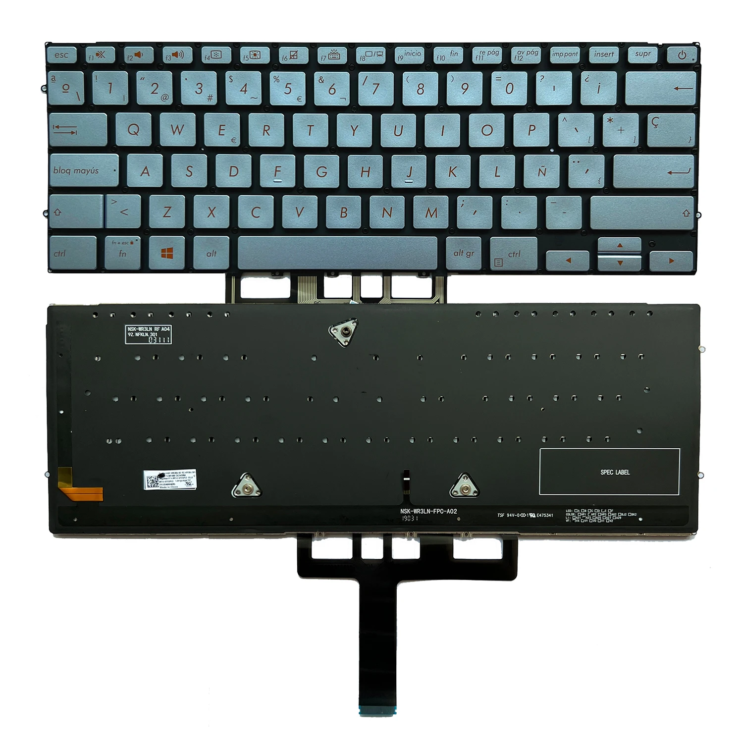 

UX392 Spanish Backlit Keyboard for ASUS Zenbook S13 UX392 UX392FA UX392FN NSK-WR3BU 0KN1-6Y1SP13 Blue