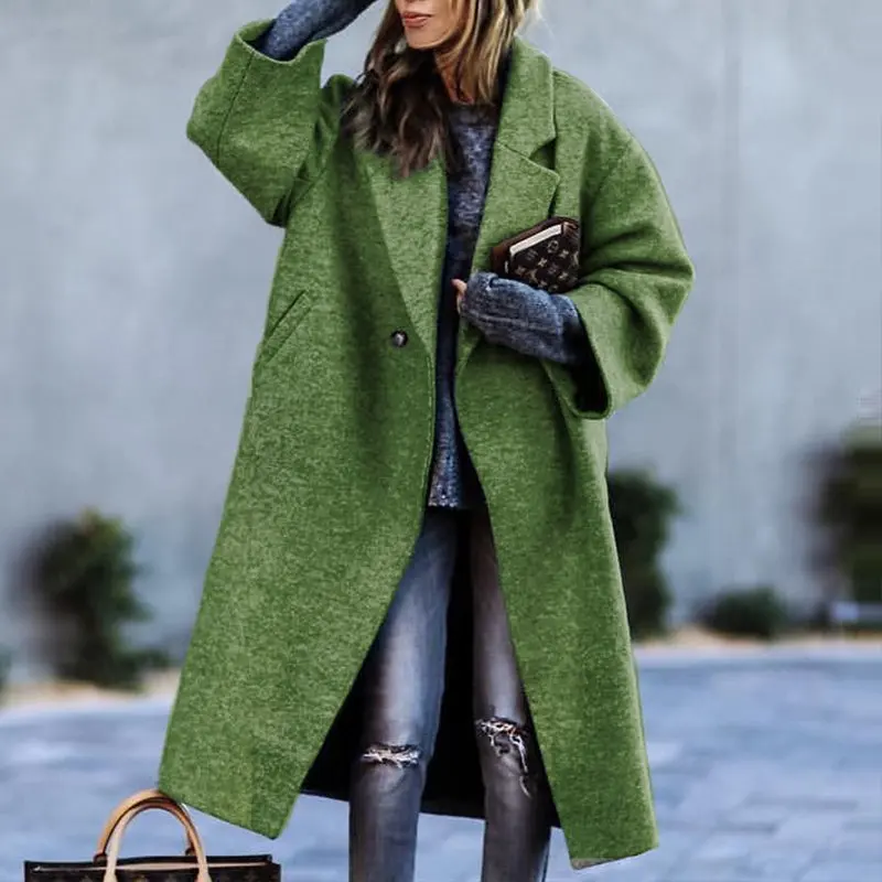 Long Sleeve Lapel Collar Print Loose Long Jacket Trench Outwear Tweed Jacket Elegant Women Coat Autumn Winter Y2K Clothes