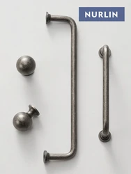 Nurlin Solid Brass Antique Silver Round Arched Handle Cabinet Knobs Wardrobe Door Cloakroom Retro Style Pull