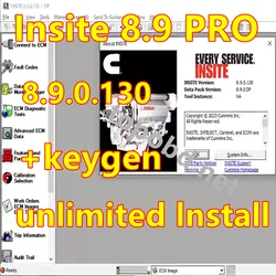 Cummins-keygenを備えたエンジン診断ソフトウェア,インサイト8.9.130 pro,障害コード,テスト調整,removeecm