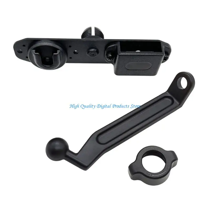 U2JE Motorcycle Mirror-Base Radio Holder for Two Handheld Units, Black Plastic No-Drill Support with Position Adjustment