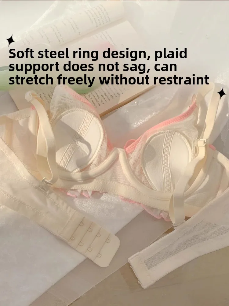 MOYISU [Sweet Desire Breasts] Rabbit Ears Big Breasts Show Small Sexy Bra Set Panties Underwear Women's Pure Desire Wind  Bra