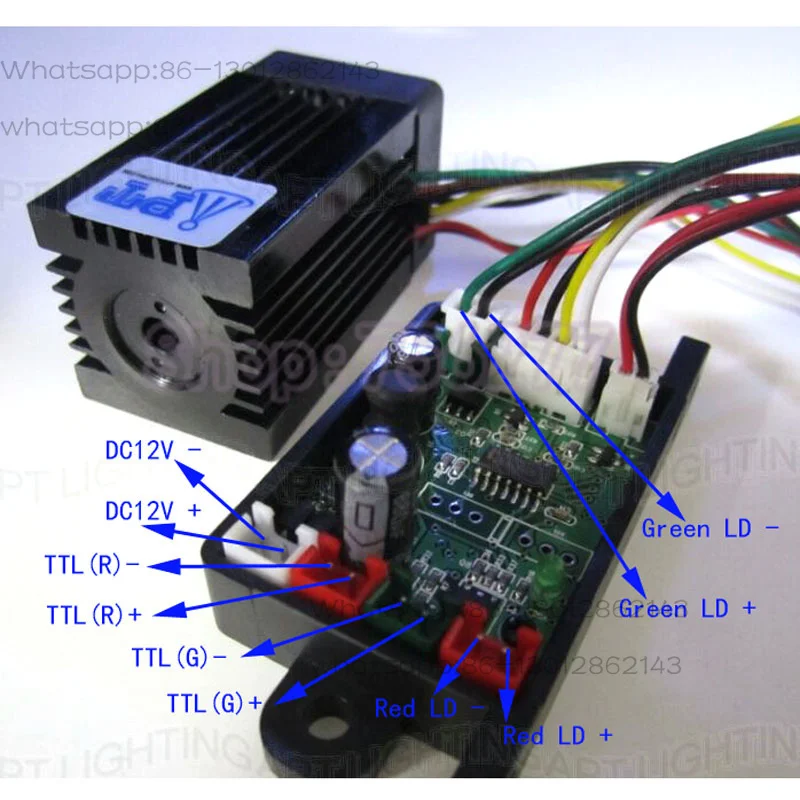 High quality laser head RGB stage light adjustable focus 200mw 532nm green laser module with TTL DC 12V