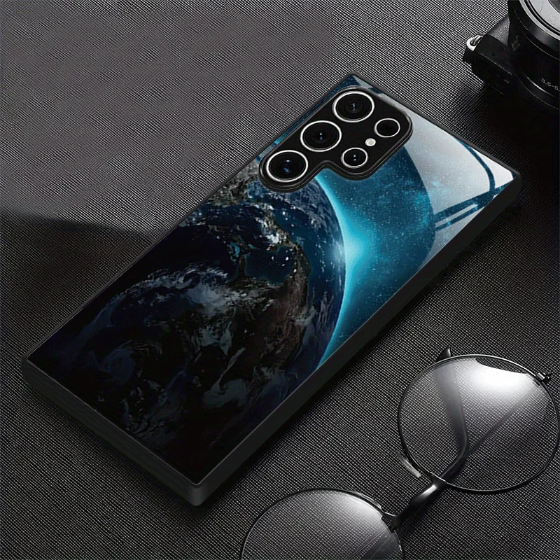 Star Fantasy Travel Pattern Tempered Glass Phone Case Suitable for Samsung Galaxy S26 S25 S24 S22 S21 S20FE/Ultra/Plus Hard Case