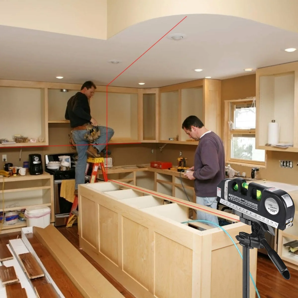 Laser Level, Multipurpose Line Tool and Tripod Standard Cross Line Laser Leveler for Picture Hanging, Cabinets, Tile Walls