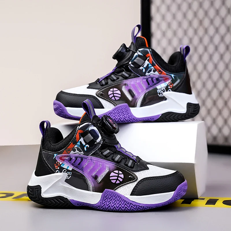 

A pair of children's four-season mesh high-top basketball shoes, wear-resistant basketball shoes, sizes 31-40，HL-888