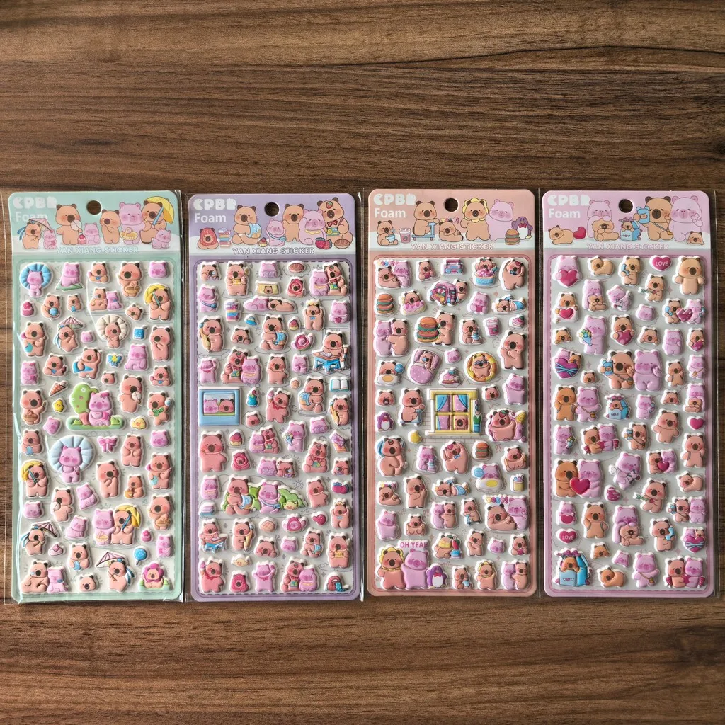 4 أوراق CPBB ملصقات رغوة الدب والخنزير اللطيفة - شارات كرتونية رائعة للحرف اليدوية وأجهزة الكمبيوتر المحمولة وديكور الهدايا متجر AnimeWorlds