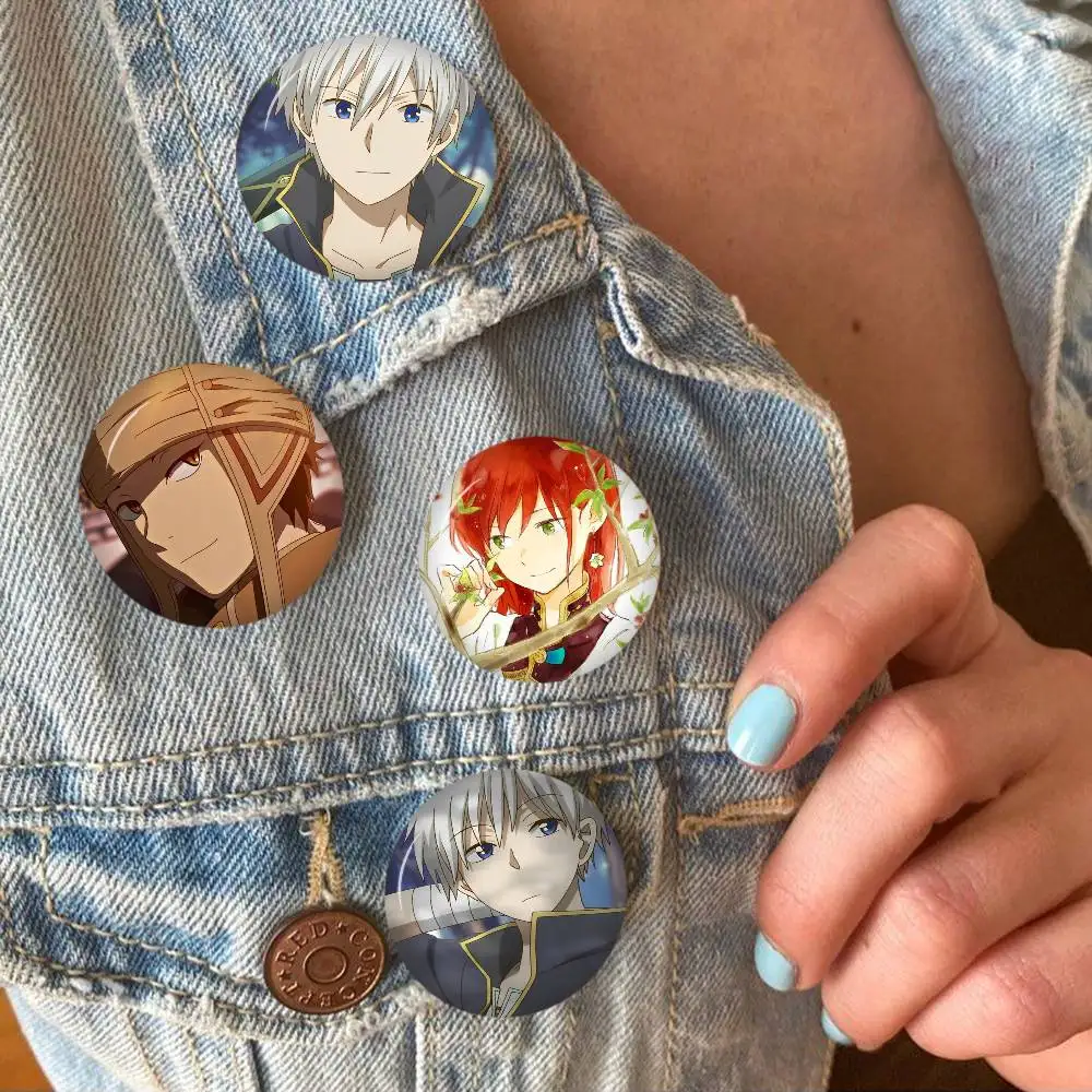 Anime Snow White Coin Badge Funny Cartoon with The Red Hair Pins Backpack Clothing Brooch Accessories Jewelry