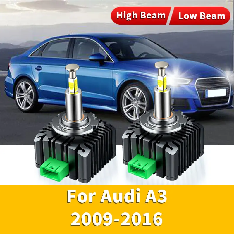 2Pcs D3S For Audi A3 2009 2010 2011 2012-2016 Xenon LED Car Headlights Bulbs 32000LM Turbo Lamp Canbus 6000K White High Low Beam