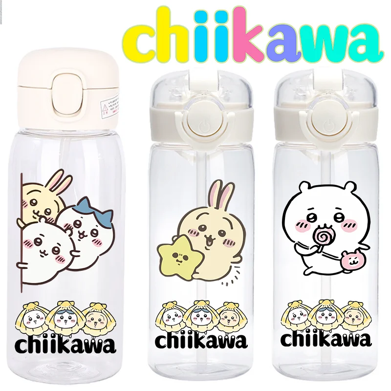 

Бутылка для воды Nanka Chiisakute Kawaii Yatsu 400/600 мл, пластиковая школьная кружка с соломинкой в стиле аниме Chiikawa, подарок Hachiware Usagi Gourde