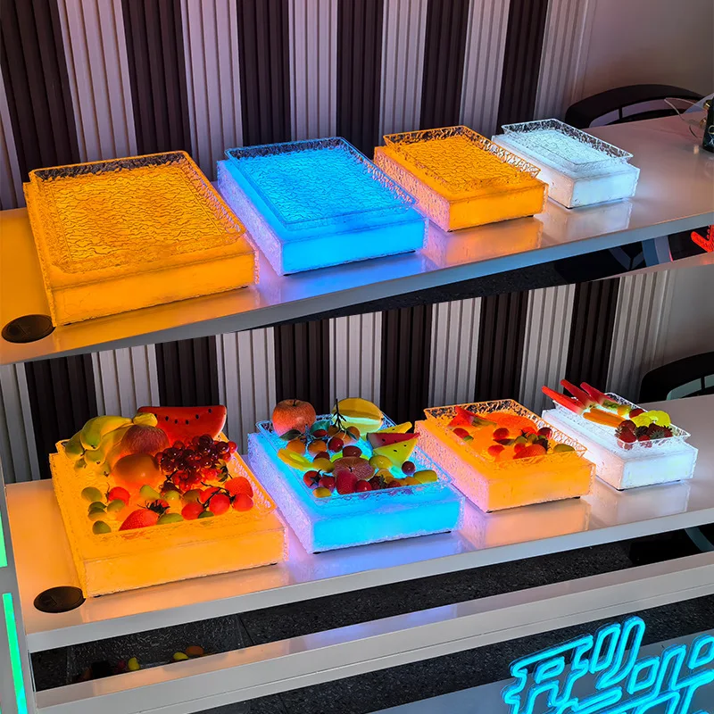 

LED luminous acrylic fruit plate frozen fruit plate transparent ice pattern snack ktv bar nut home living room