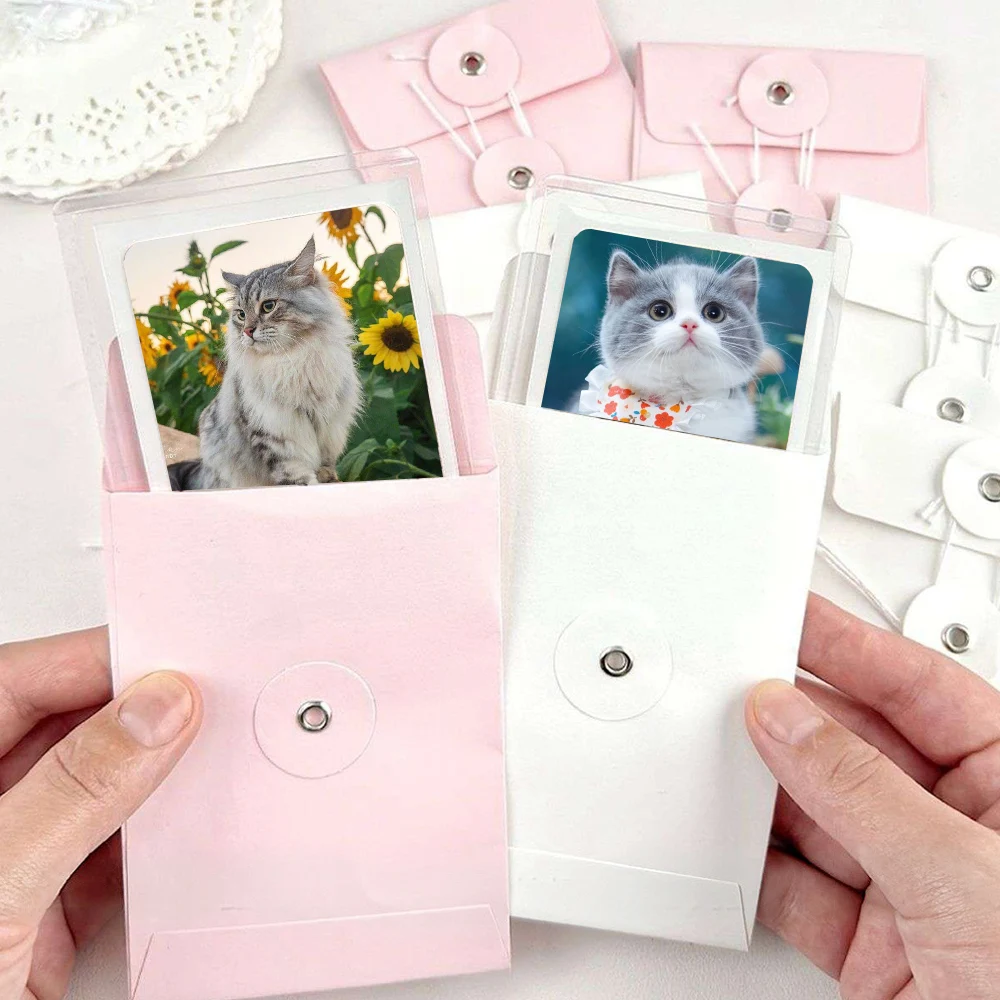 10Pcs Chic Korean Photocard Holder Wrapped Envelope Bag Ins White Pink Card Packaging Materials Gift Student Supplies 80mm*140mm